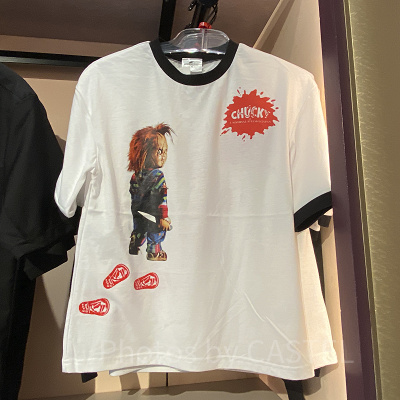 ユニバハロウィン2022グッズ:チャッキーのTシャツ(城)