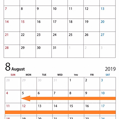 【USJ年間パスライト】2019年7-8月除外日カレンダー