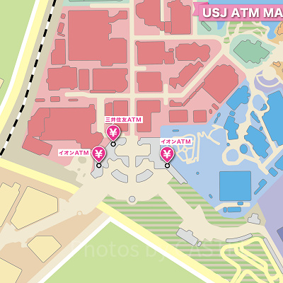 USJのATMの場所MAP：パーク内＆エントランス外