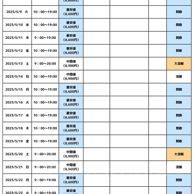 2023年5月のUSJ混雑カレンダー