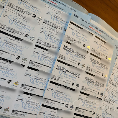 バケーションパッケージのキットに含まれるチケット類