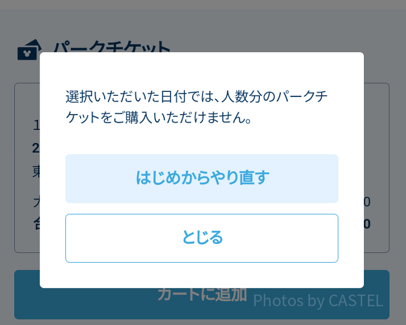 「人数分のパークチケットをご購入いただけません」エラーの原因は？対処法も解説！