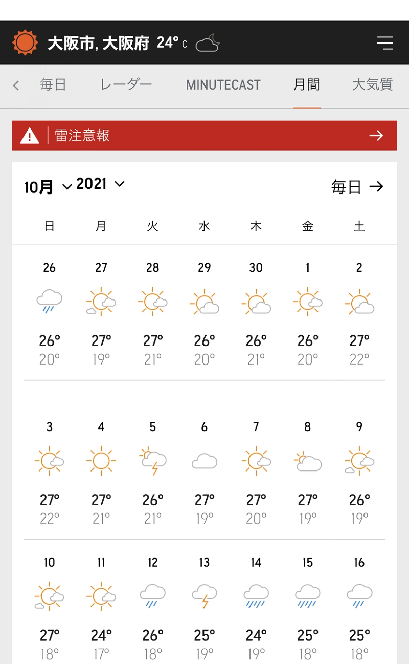 23 ユニバ長期天気予報 2週間先 ３ヶ月先までの天気が分かるサイト アプリまとめ