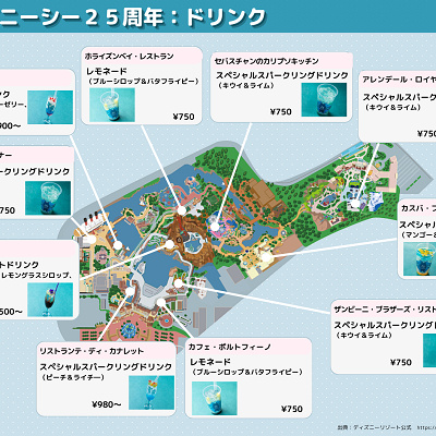 ディズニーシー25周年ドリンクマップ