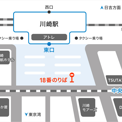 川崎駅のバス乗り場 キャステル Castel ディズニー情報