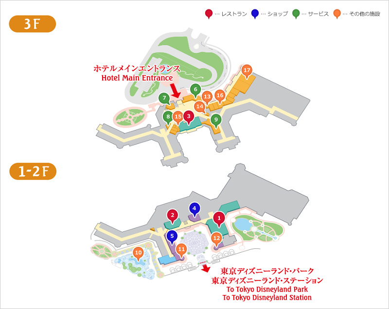 東京ディズニーランドホテルの館内マップ