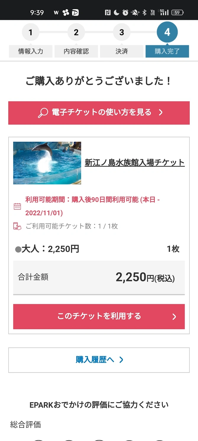 チケット購入完了！