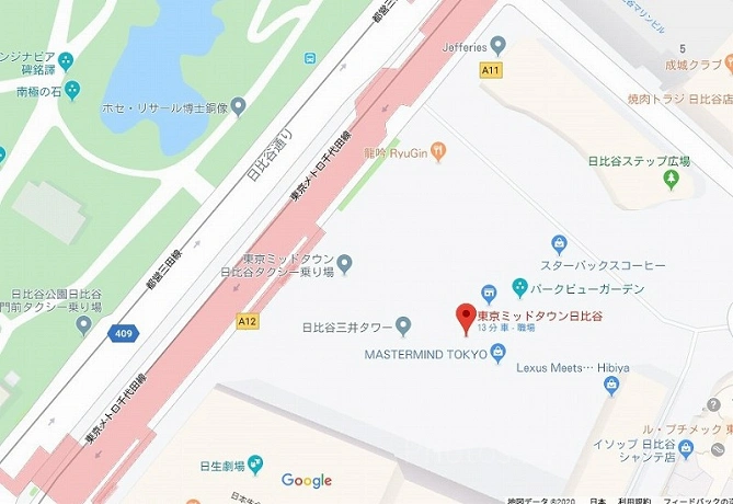 車の場合は日比谷通りからのアクセスがおすすめ！