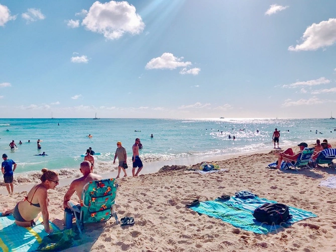 ハワイのビーチの砂浜