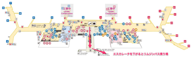 リムジンバスターミナルへの行き方（到着ロビー階）