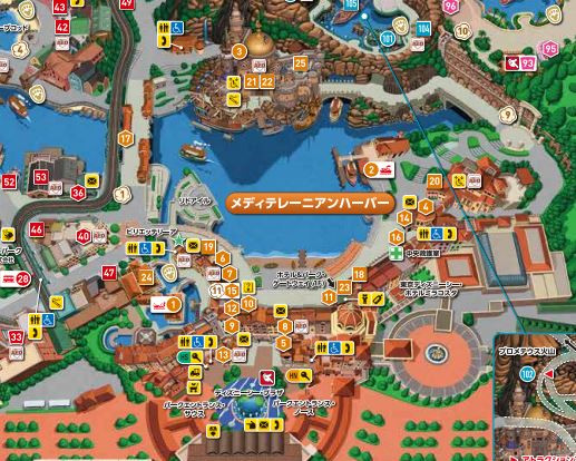 メディテレーニアンハーバーの地図 キャステル Castel ディズニー情報