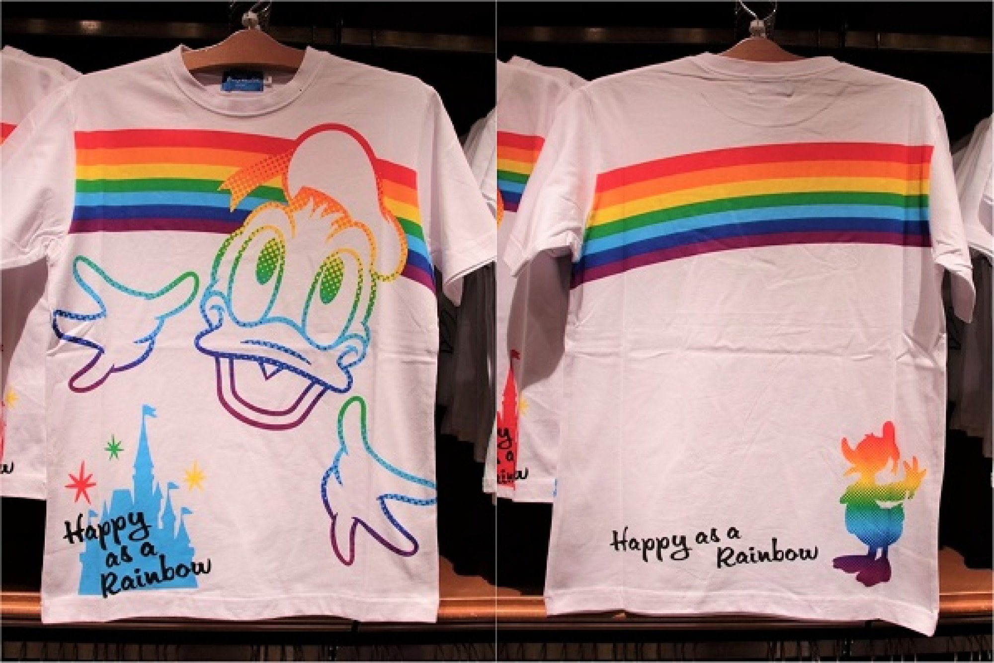 ドナルドレインボーtシャツ キャステル Castel ディズニー情報