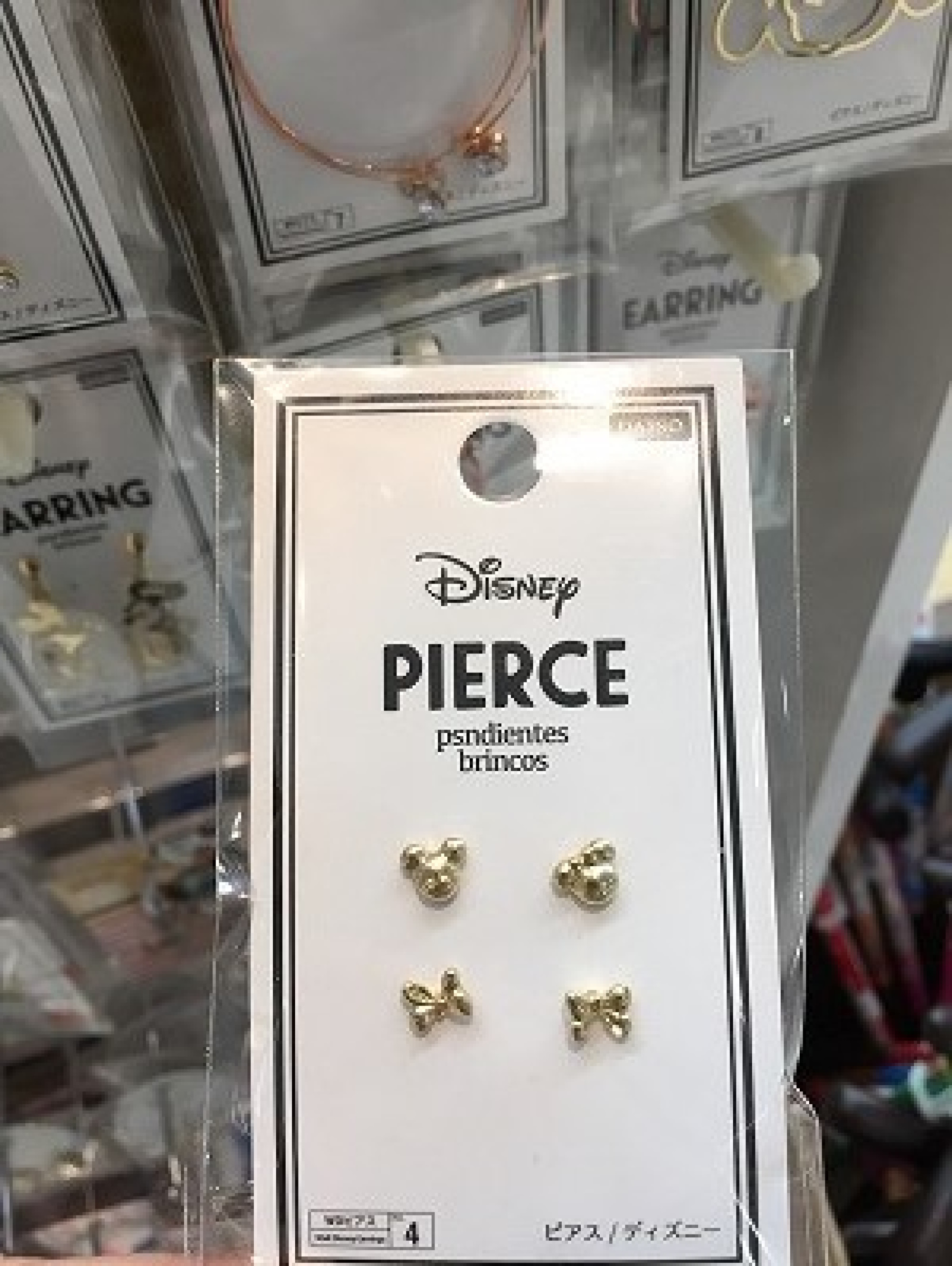 ミニーシェイプ リボンピアス イエロー キャステル Castel ディズニー情報