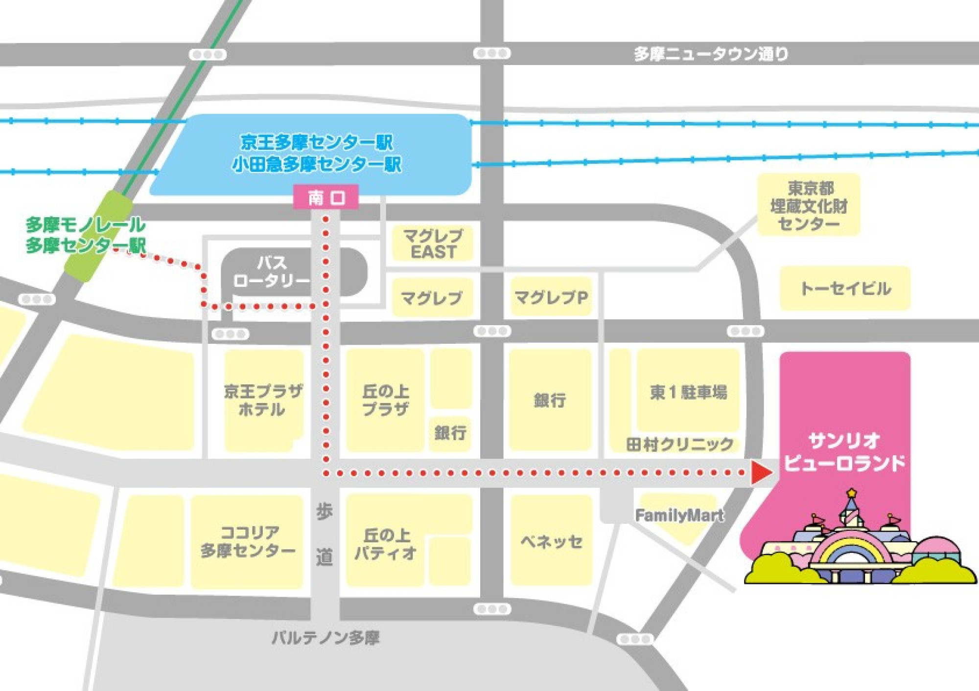 多摩センター駅周辺地図 キャステル Castel ディズニー情報