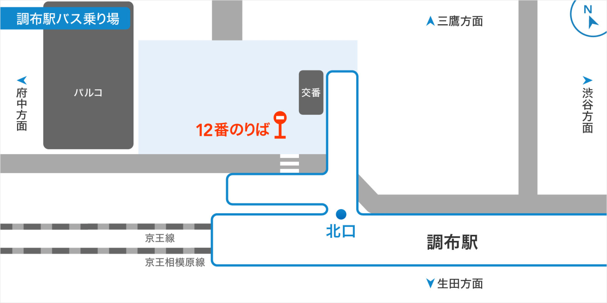 調布駅のバス乗り場 キャステル Castel ディズニー情報