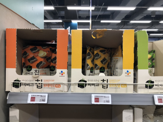 韓国のりをつかったスナック菓子