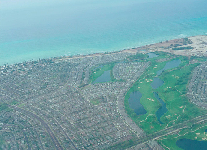 上空から見たオアフ島