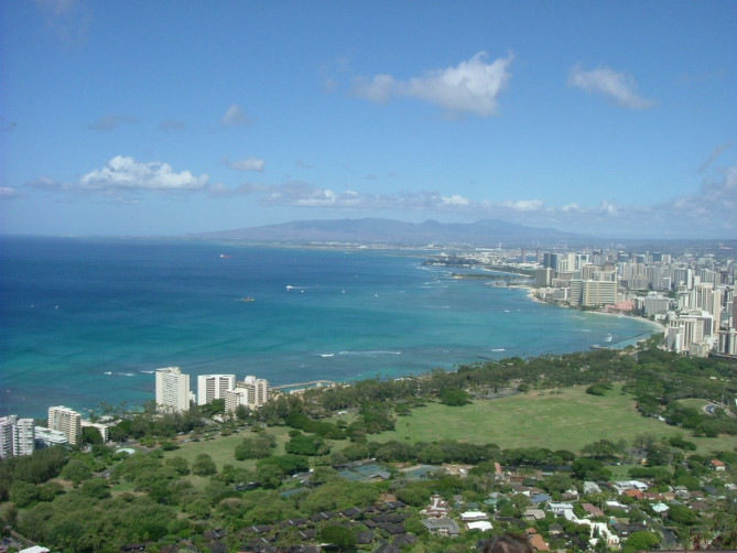 上空から見るワイキキ