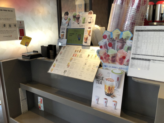 韓国ゴンチャの注文カウンター